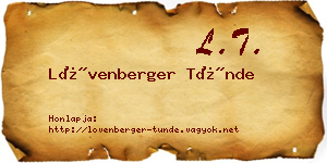 Lövenberger Tünde névjegykártya